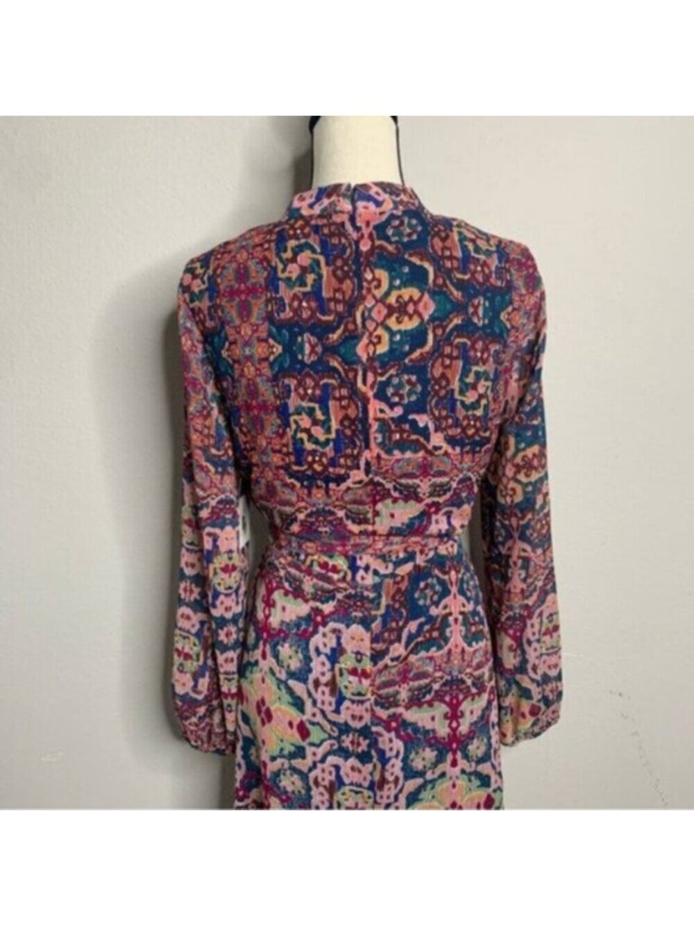 NWT Tahari ASL Tapestry Print Chiffon Long Sleeve Midi Dress - Picture 12 of 17